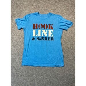 Academy Sports Outdoors Mens Blue Hook Line Sinker Fishing Graphic T-Shirt M